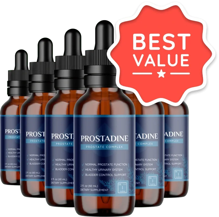 Photo supplied by the brand showing 6 Prostadine bottles
